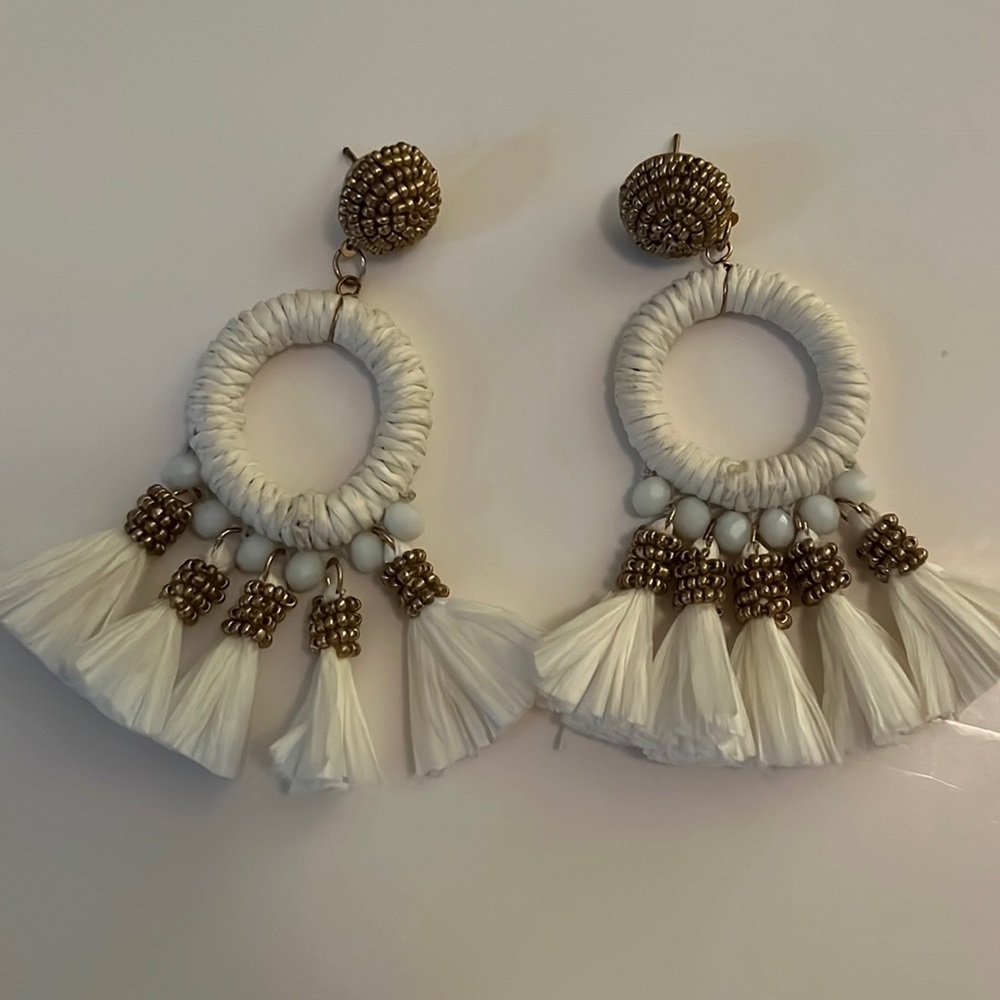 White tassel earrings